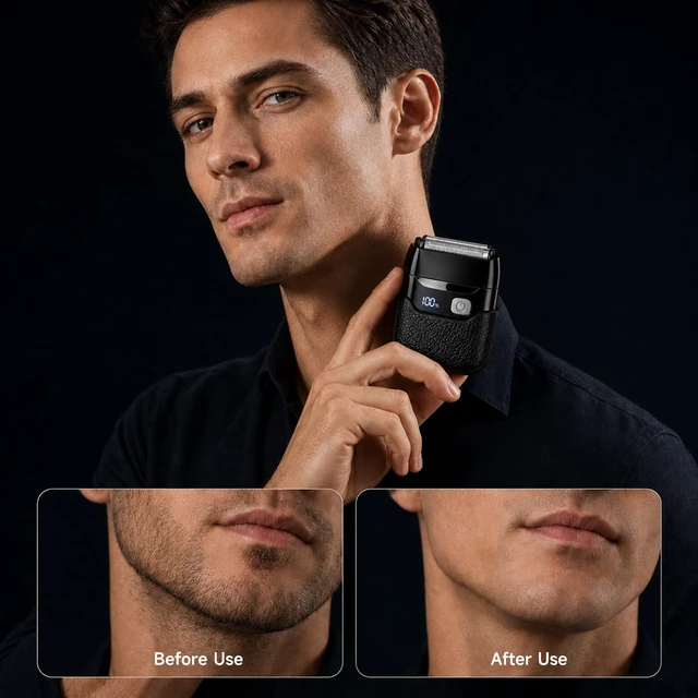 Alt view image 6 of 7 - Electric Foil Shaver for Men, Compact Face Shaver, 3 Floating Foils | Travel shaver with IPX7 wet/dry use, USB-C charging, LED battery display, and up to 90-min cordless runtime