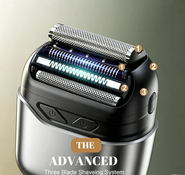 Alt view image 5 of 5 - Electric Foil Shaver for Men: 3 Blades & IPX7, Satin Black | Electric Razors for Men with LED Display: 120-Min Runtime, USB-C Fast Charge - Face Shaver with Travel Lock for Beard