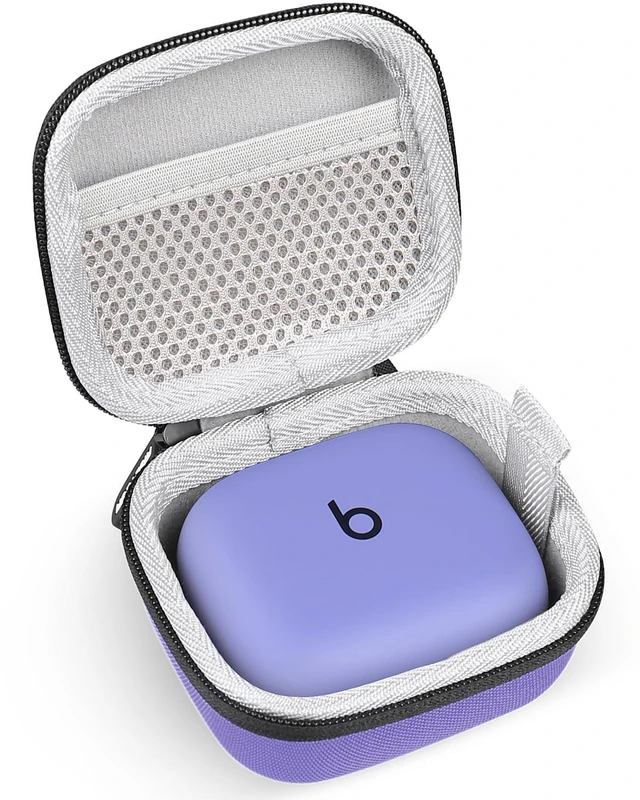 Main image of Earbud Case Compatible with Beats Powerbeats Pro 2 Wireless Bluetooth Earbuds, Portable Travel Hard Shell Earphone Case - with Clip (Purple)