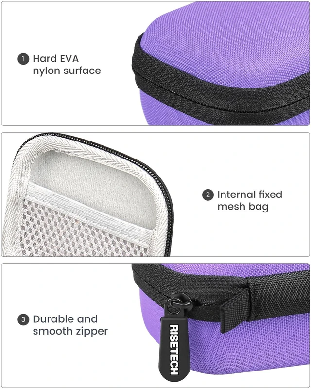 Alt view image 3 of 6 - Earbud Case Compatible with Beats Powerbeats Pro 2 Wireless Bluetooth Earbuds, Portable Travel Hard Shell Earphone Case - with Clip (Purple)