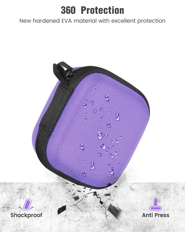 Alt view image 4 of 6 - Earbud Case Compatible with Beats Powerbeats Pro 2 Wireless Bluetooth Earbuds, Portable Travel Hard Shell Earphone Case - with Clip (Purple)