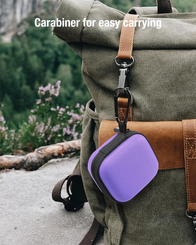Alt view image 6 of 6 - Earbud Case Compatible with Beats Powerbeats Pro 2 Wireless Bluetooth Earbuds, Portable Travel Hard Shell Earphone Case - with Clip (Purple)