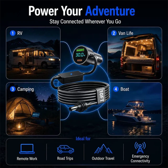 Alt view image 6 of 7 - Car Adapter for Starlink Mini, 12V/24V to 30V DC Power Cord with Active Boost Converter, 6.6 FT 18AWG Heavy Duty Power Cable for RV Truck Boat, Stable Connection & Overheat Protection