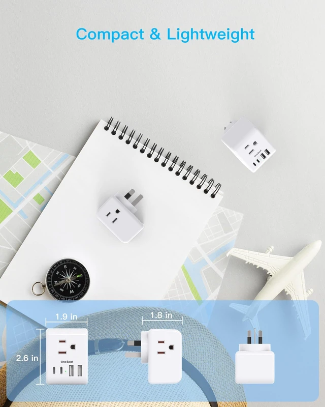 Alt view image 6 of 7 - 2 Pack Australia New Zealand Travel Plug Adapter, Australia Power Adapter | Type I Plug Adapter with 3 American Outlets 4 USB Charging Ports (2 USB C) for US to Australia, Argentina, China,New Zealand