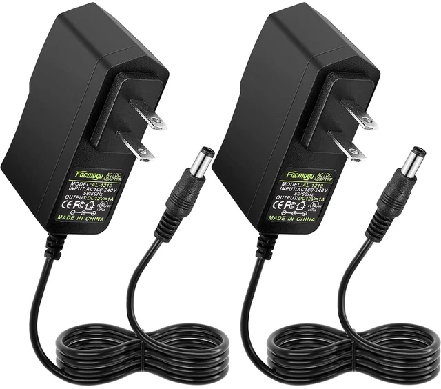 Main image of 2 Pack 12V 1A Power Supply, AC Adapter 100~240V 50-60hz to 12 Volt | Transformer Converter DC 12V 1000mA Power Cord | 5.5 x 2.5mm 2.1mm Plug | For LED Strip Light Security Camera and More