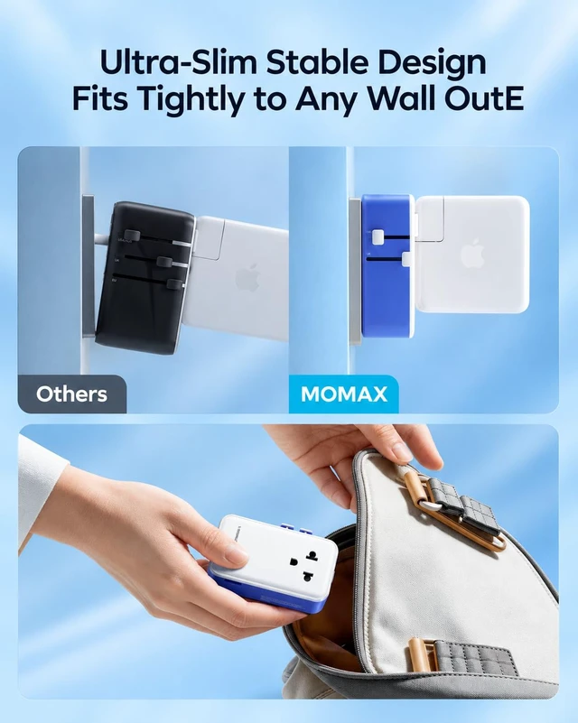 Alt view image 3 of 7 - (2026 NEW) Universal Travel Adapter, Ultra-Thin 70W GaN International Plug Adapter with 3 USB-C, 1 USB-A and AC Outlet, Works in 200+ Countries, Not a Voltage Converter, for International Travel