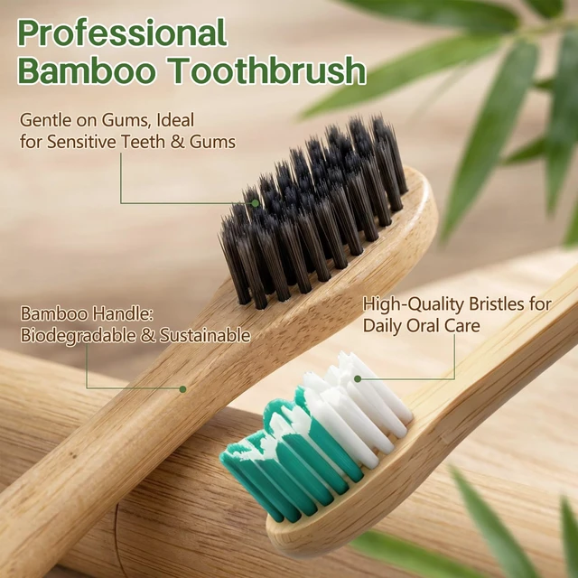 Alt view image 4 of 7 - Natural Bamboo Electric Toothbrush for Adults5 Cleaning Modes | 4 Pack Bamboo Replacement Brush Heads, 4000VPM, 40 Days Long-Lasting Battery, IPX7 Waterproof, Rechargeable