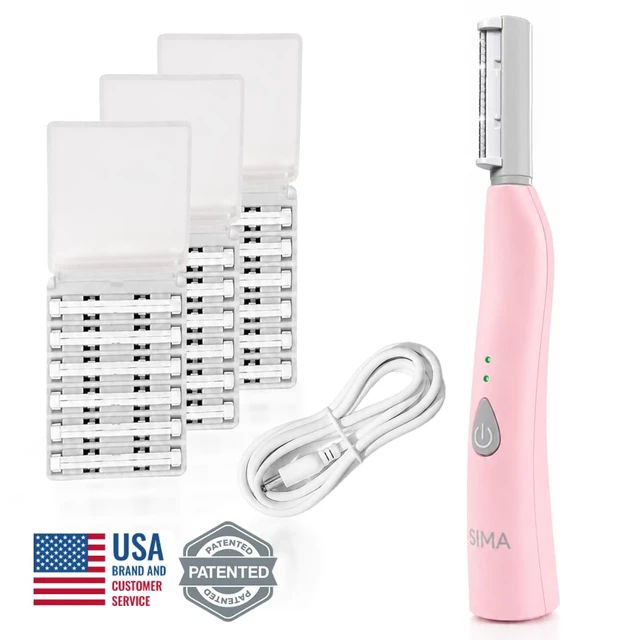 Alt view image 2 of 7 - SIMA Patented Dermaplane Razor for Women Face | Painless 2-in-1 Facial Exfoliation & Peach Fuzz Hair Removal, Anti-Aging, 3 Speeds, Rechargeable, 19 Weeks Treatment