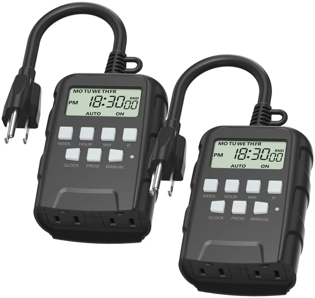 Main image of Outdoor 7-Day Programmable Timer Outlet, 2 Outlets, 2 Pack