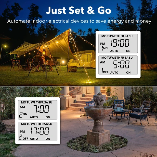 Alt view image 5 of 7 - Outdoor 7-Day Programmable Timer Outlet, 2 Outlets, 2 Pack
