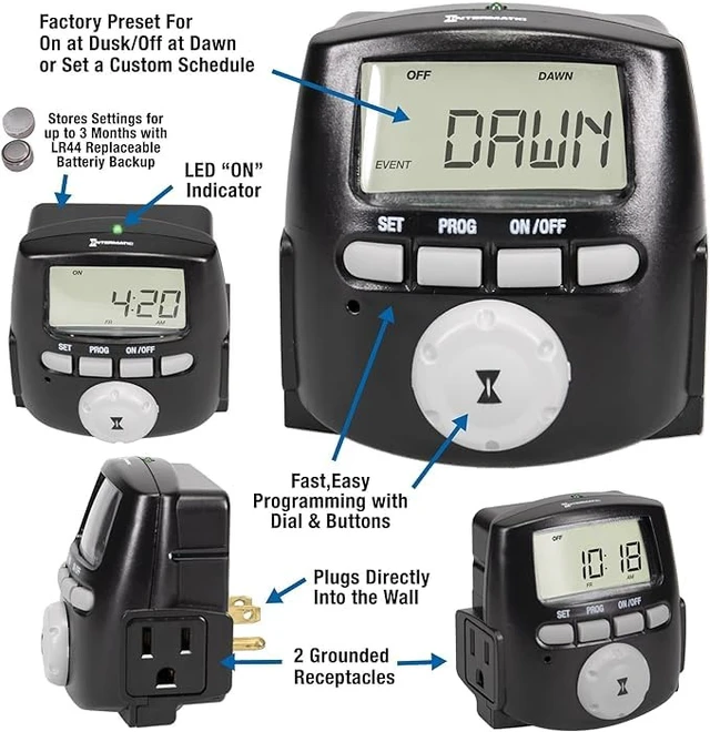 Alt view image 3 of 7 - Digital Astronomic Landscape Timer, Indoor/Outdoor 3R | Precision Astronomic Control Outdoor in 3R Enclosure and for Indoor Lighting, Simple Setup with Self-Adjusting Sunrise/Sunset