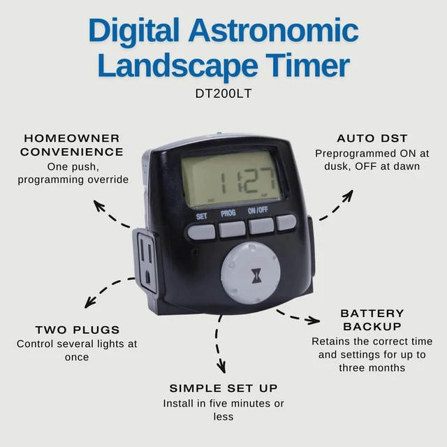 Alt view image 2 of 7 - Digital Astronomic Landscape Timer, Indoor/Outdoor 3R | Precision Astronomic Control Outdoor in 3R Enclosure and for Indoor Lighting, Simple Setup with Self-Adjusting Sunrise/Sunset