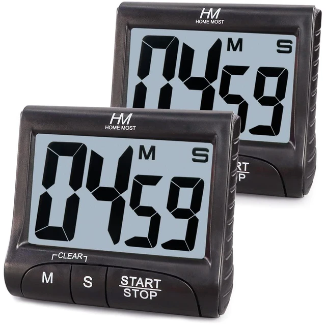 Main image of 2-Pack Large Display Kitchen Timer - 3" Digital Timer Magnetic Back Loud Alarm - Black Cooking Timers for Kitchen Teachers Students Games Meetings - Sports Timers for Workouts Exercise