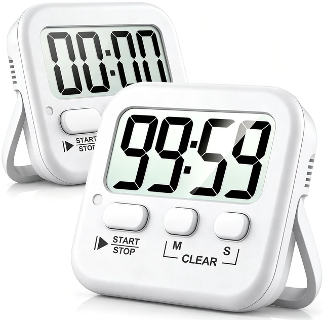 Main image of 2 Pack Digital Timer for Kids Classroom Kitchen Timers for Cooking | With 2*AAA Battery, Count Up / Down, Loud Alarm & Silent FlashLight Mode, Magnetic Back, Kickstand, School Teacher Supplies