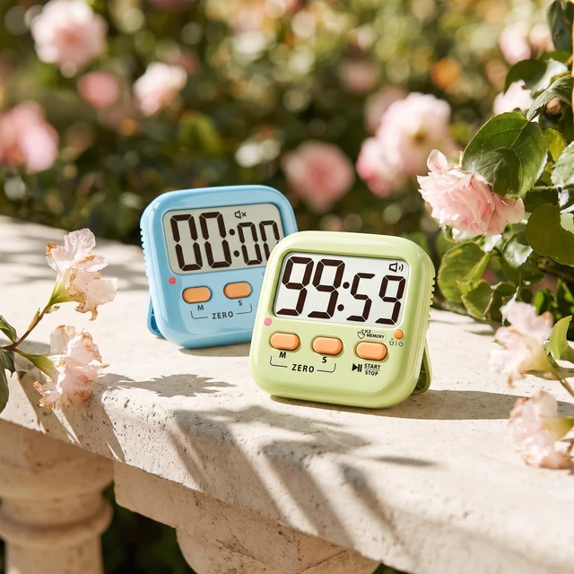 Alt view image 2 of 7 - 2 Pack Digital Timer for Kids Teacher Classroom Kitchen Office | with AAA Battery, Out of the Box, Fast Reset, Memory, Loud Alarm, LED Mute Mode, Magnetic/Kickstand/Hanging, Count Up/Down