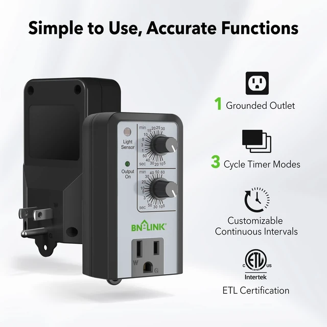 Alt view image 2 of 7 - Short Period Repeat Cycle Intermittent Timer, Interval Timer - Day, Night, or 24 Hour Operation, Photocell Light Sensor Dusk to Dawn for Hydroponics Aquaponics Aeroponics
