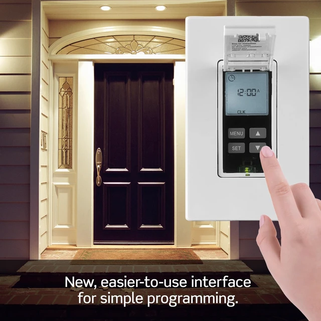 Alt view image 4 of 7 - Decora 24-Hour Programmable and Astronomical In-Wall Timer Switch for Lights and Motor Loads, Digital Light Switch Timer Indoor, Single Pole or 3-Way, Neutral Wire Required, VPT24-1LW, White