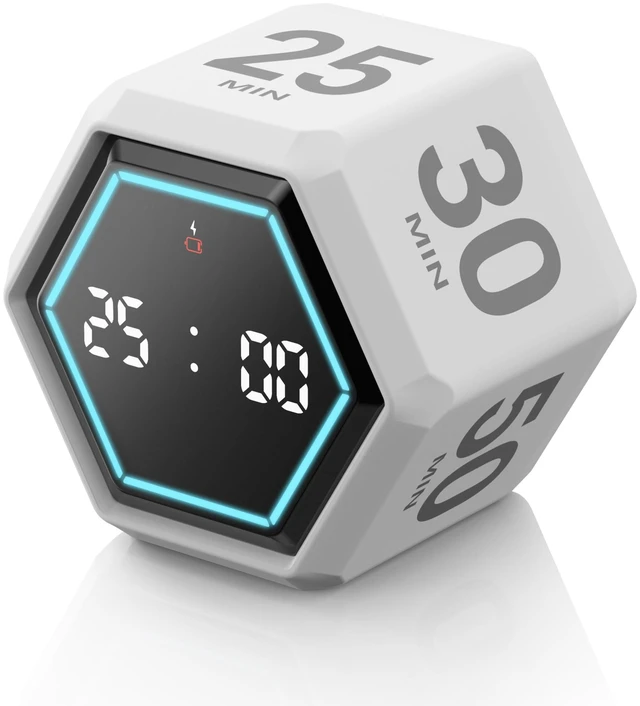 Main image of Cube Productivity Timer, 3/5/10/25/30/50 Minute Presets for ADHD | Silent and Vibration Alerts, Focus Timer for Work, Study, Classroom, Kitchen, and Daily Time Management