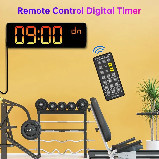 Alt view image 5 of 7 - 14.2 Inch Electric Digital Wall Clock, LED Large Display | Date, Day, Temp, 8-in-1 Color Changing Big Clock for Elderly, Auto DST, Remote Control Timer for Living Room Classroom Gym