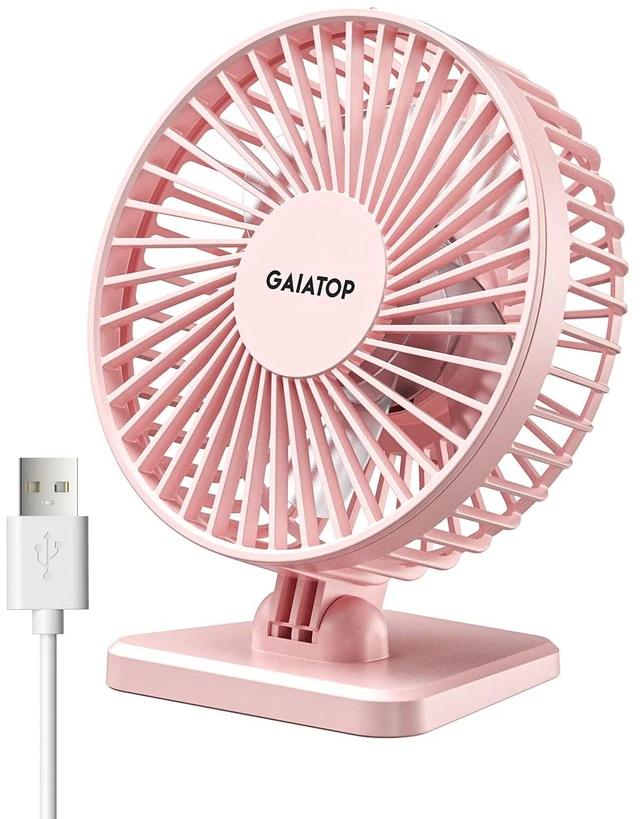 Main image of USB Desk Fan, Personal Portable Quiet Small Table Desktop fan | Powerful Mini 3 Speeds, Adjustable Head, for Cooling Home Office Car Summer Travel Gifts Pink