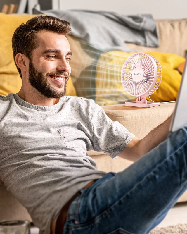 Alt view image 2 of 7 - USB Desk Fan, Personal Portable Quiet Small Table Desktop fan | Powerful Mini 3 Speeds, Adjustable Head, for Cooling Home Office Car Summer Travel Gifts Pink