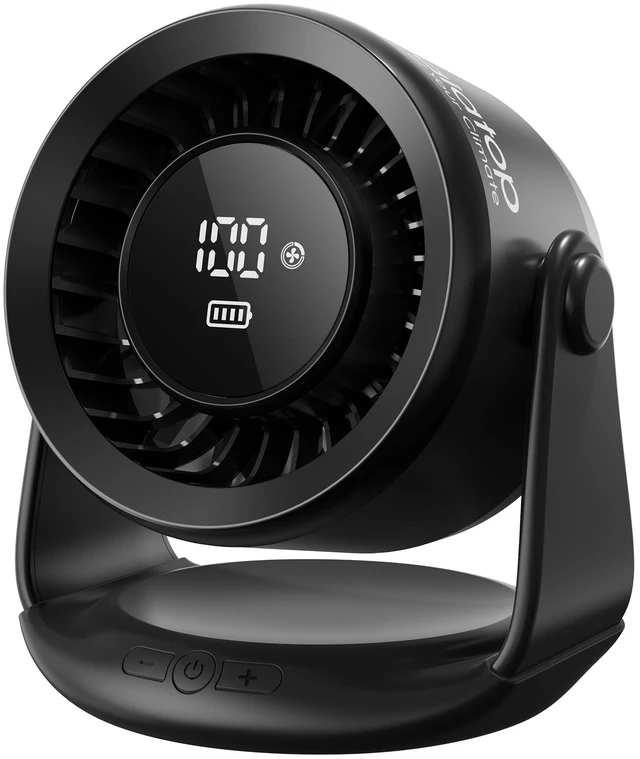 Main image of Desktop Fan, 6 Speeds Ultra Quiet Bedroom Fan, Up to 20H Cooling | LED Display, 110° Tilt, USB-C Rechargeable Desk Fan Battery Powered for Dorm, Office, Room, and Home Office, Black