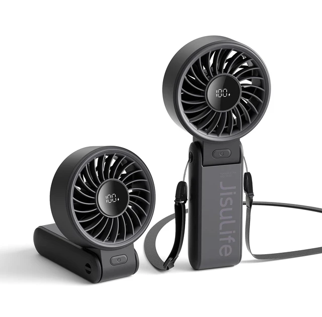 Main image of Portable Handheld Fan Life7: 3-in-1 Hand, Desk & Neck Fan-Black | 19.5H Cooling, 5-Speed, LED Display, 5000mAh Battery,USB Foldable Fan for Travel/Concerts/Cruise/Theme Park/Halloween Gifts
