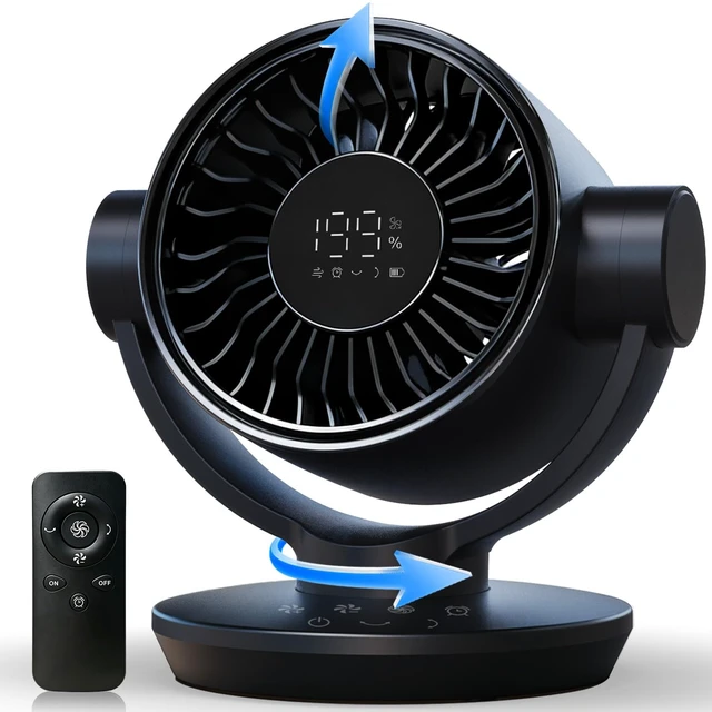 Main image of Fan for Bedroom, Table Air Circulator Fan 9 Inch Remote, 90°+120° Auto Oscillation Desk Fan, 10dB Quiet, 6-Speed, Powerful Mode Cordless, Max 12H Timer 8000mAh Battery 40ft Airflow, LED Display