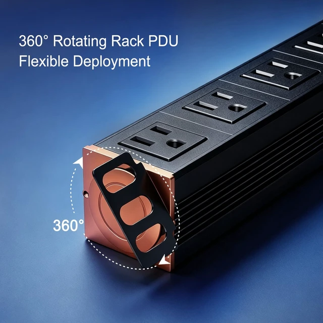 Alt view image 5 of 7 - 19in 1U Metered PDU Rack Mount Power Strip with Display 7 Outlets | Real-Time Power Monitoring, 7 Outlets; 360 Degree Rotating Brackets Fit Any Cabinet; 15A Overload Protection, 16AWG 4.9FT