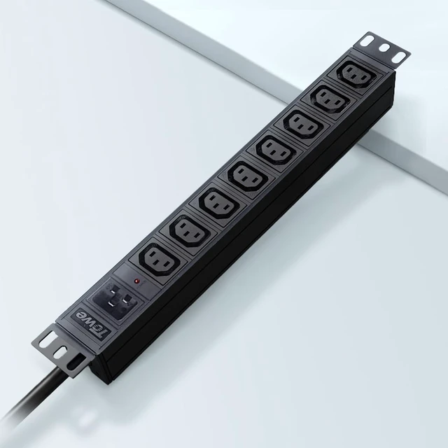 Main image of Power Strip, 8 Outlets IEC C13 Metal PDU Power Strip,Built-in C20 Outlet Extender Heavy Duty, 16A 250V 4000W Server Rack PDU/Data Center Power