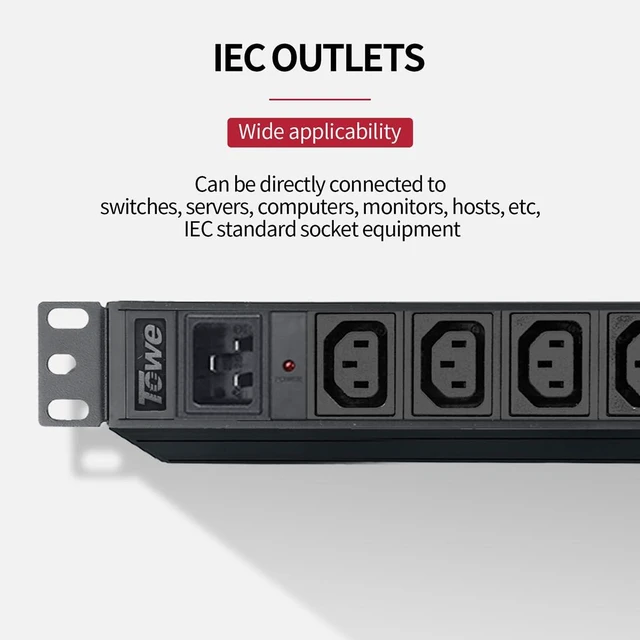 Alt view image 7 of 7 - Power Strip, 8 Outlets IEC C13 Metal PDU Power Strip,Built-in C20 Outlet Extender Heavy Duty, 16A 250V 4000W Server Rack PDU/Data Center Power