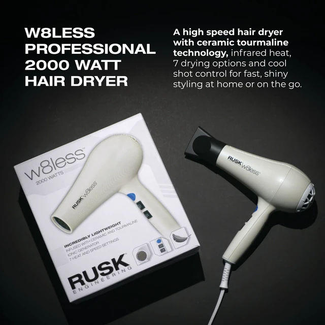 Alt view image 2 of 7 - W8less 2000 Watt Ionic Hair Dryer, Ceramic Tourmaline Technology, 1ct | Lightweight and Fast-Drying Professional Blow Drying, Customizable Heat & Speed Settings, Frizz Control for All Strand Types