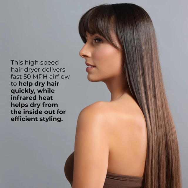 Alt view image 3 of 7 - W8less 2000 Watt Ionic Hair Dryer, Ceramic Tourmaline Technology, 1ct | Lightweight and Fast-Drying Professional Blow Drying, Customizable Heat & Speed Settings, Frizz Control for All Strand Types