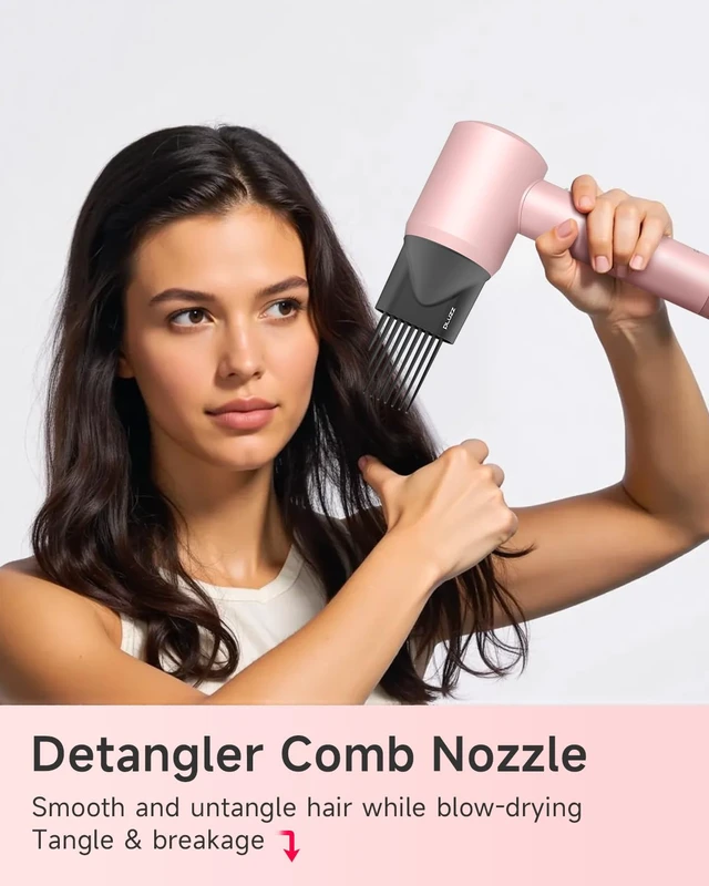 Alt view image 2 of 7 - Hair Dryer with Diffuser & Comb Attachment for Curly Hair, 270M Negative Ionic Blow Dryer Brush, High-Speed 110,000RPM Brushless Motor Hairdryer, Lightweight Travel Hair Dryers Set Quiet, Women/Men