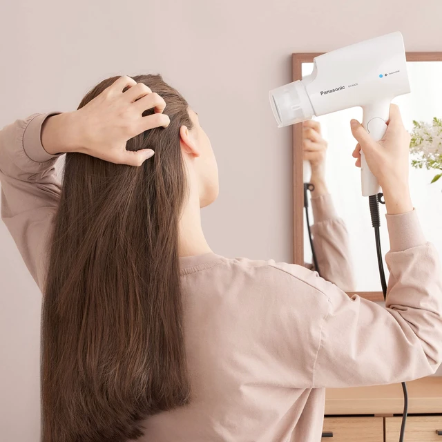 Alt view image 7 of 7 - nanoe Compact Hair Dryer EH-NA2C-W (White) - Japanese Nanoe Techonology, Foldable Travel Blow Dryer with Oscillating Quick Dry Nozzle, 1400W Lightweight Portable Hair Dryer, Anti-Frizz