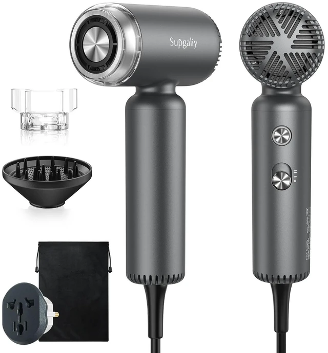 Main image of Dual Voltage Hair Dryer, High-Speed Ionic Blow Dryer for Fast Drying, Travel Compact Hair Blow Dryer with Magnetic Curly Diffuser for Home, Portable Hairdryer International 100-240V