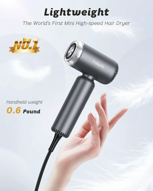 Alt view image 2 of 6 - Dual Voltage Hair Dryer, High-Speed Ionic Blow Dryer for Fast Drying, Travel Compact Hair Blow Dryer with Magnetic Curly Diffuser for Home, Portable Hairdryer International 100-240V