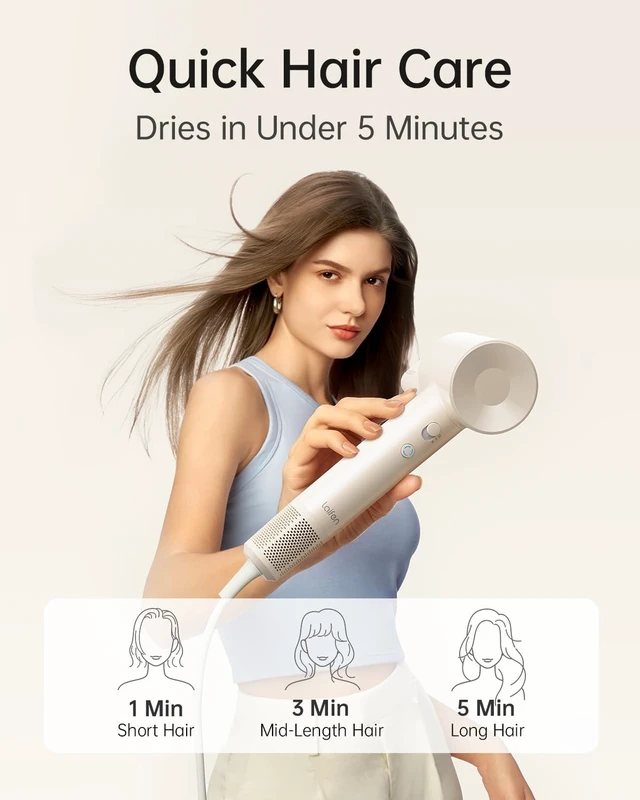 Alt view image 2 of 7 - SE Lite High-Speed Ionic Hair Dryer with Diffuser, Milktea | Thermo-Control, 150M Negative Ions for Frizz Control, Lightweight, Perfect for Sleek Styling & Daily Use, Gifts for Women