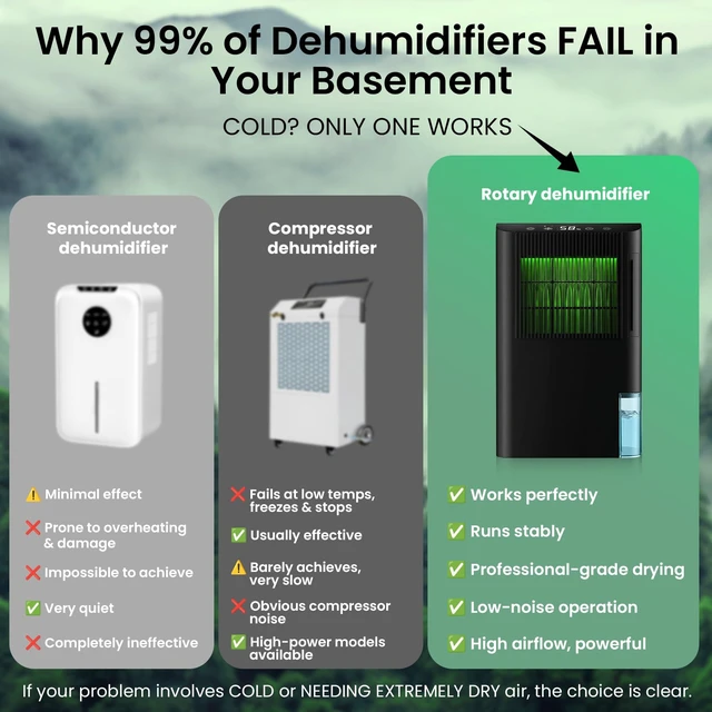 Alt view image 3 of 7 - Dehumidifier for Home Bedroom Basement with Humidity Display | New-Rotary Desiccant Dehumidifier with Drain Hose/85 OZ Water Tank/Washable Filter/Auto Shut Off/Ultra Quiet/7 Color Light