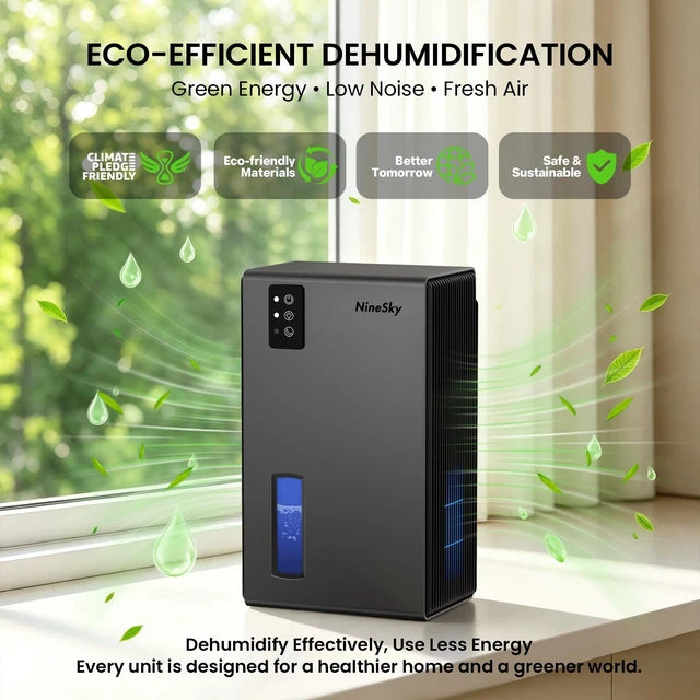 Alt view image 5 of 7 - Dehumidifiers for Home, 1000 Sq Ft Dehumidifier with 95oz Tank Auto Shutoff | Quiet for Bedroom, Bathroom and Basement with Sleep Mode 7-Color LED Light, Grey
