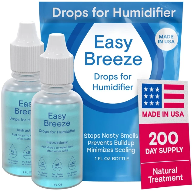 Main image of Easy Breeze Humidifier Cleaner Drops, 2-Pack - Made in USA | Keeps tanks & water fresh between cleanings - reduces buildup & sludge - for all humidifier makes and models