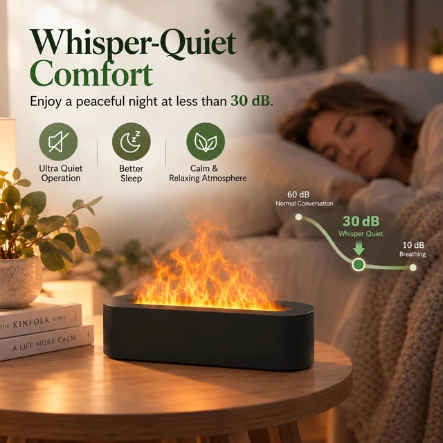 Alt view image 6 of 7 - Flame Air Diffuser, Humidifier, Essential Oil Diffuser - 7 Colors, 200mL Capacity (8 Hours), Noiseless Operation, Auto-Off Protection - Perfect for Home Bedroom Office Gifts(Black)