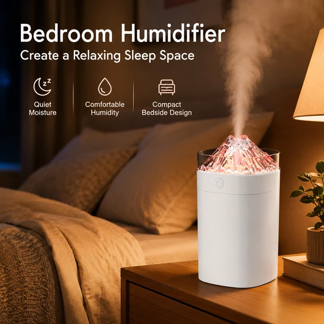 Alt view image 4 of 7 - 7-Color USB Lighted Cool Mist White Small Humidifier, 400ml, 10-20H Runtime | Ultra-Quiet (24db) 2 Mist Modes And Auto Shut-Off Humidifier For Bedrooms, Baby Nurseries, Home