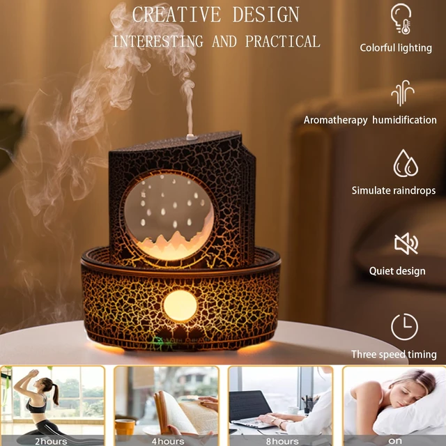 Alt view image 2 of 6 - Aromatherapy Humidifier for Sleep Relaxation, Raindrop Humidifiers,Aromatherapy Diffuser with 3 LED Color Changing Lights and Auto-Off, Air humidifier Suitable for Home, Office