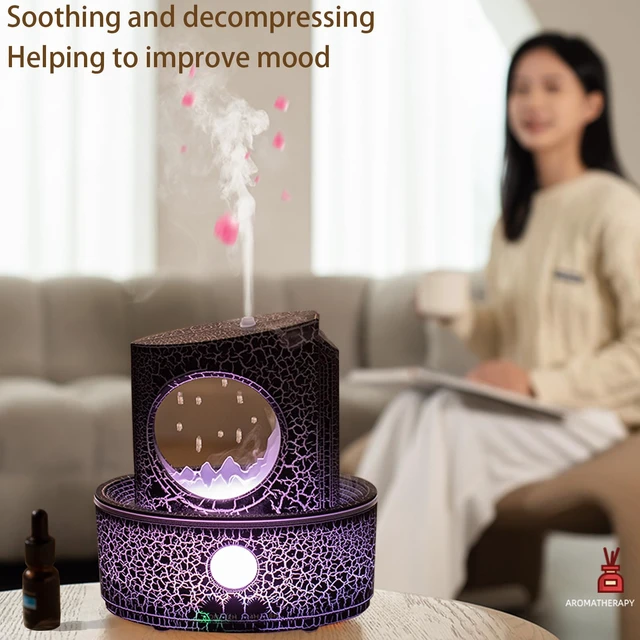 Alt view image 3 of 6 - Aromatherapy Humidifier for Sleep Relaxation, Raindrop Humidifiers,Aromatherapy Diffuser with 3 LED Color Changing Lights and Auto-Off, Air humidifier Suitable for Home, Office
