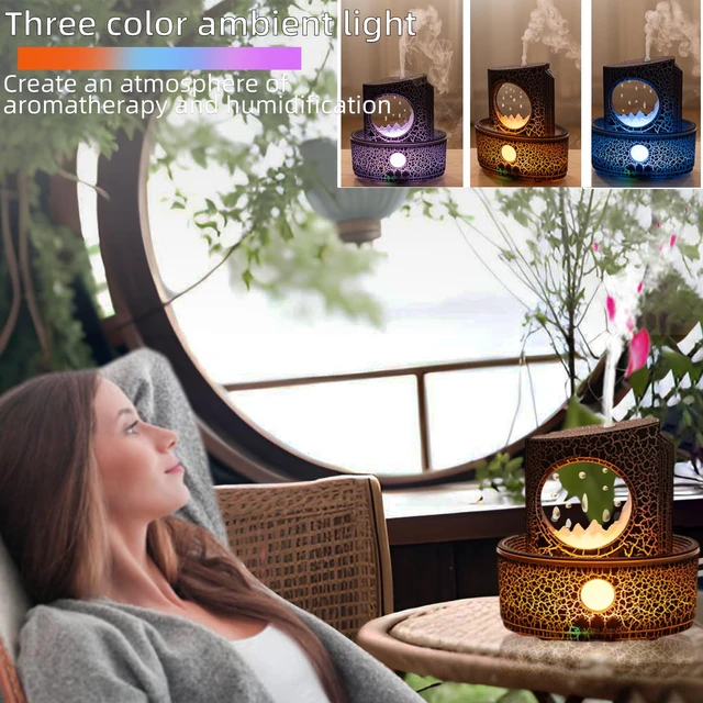 Alt view image 4 of 6 - Aromatherapy Humidifier for Sleep Relaxation, Raindrop Humidifiers,Aromatherapy Diffuser with 3 LED Color Changing Lights and Auto-Off, Air humidifier Suitable for Home, Office