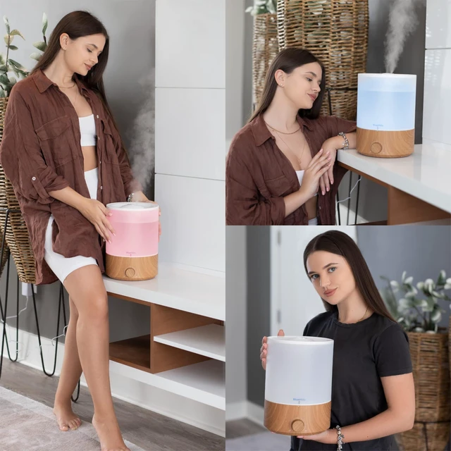 Alt view image 3 of 7 - Premium 4000 ML XL Essential Oil Diffuser Humidifier Wood Grain | 70 H Run Aromatherapy, Air Humidifier for Large Room/Bedroom, Baby, Cool Mist, 7 LED Colors, Auto Shut Off, Big Capacity E403