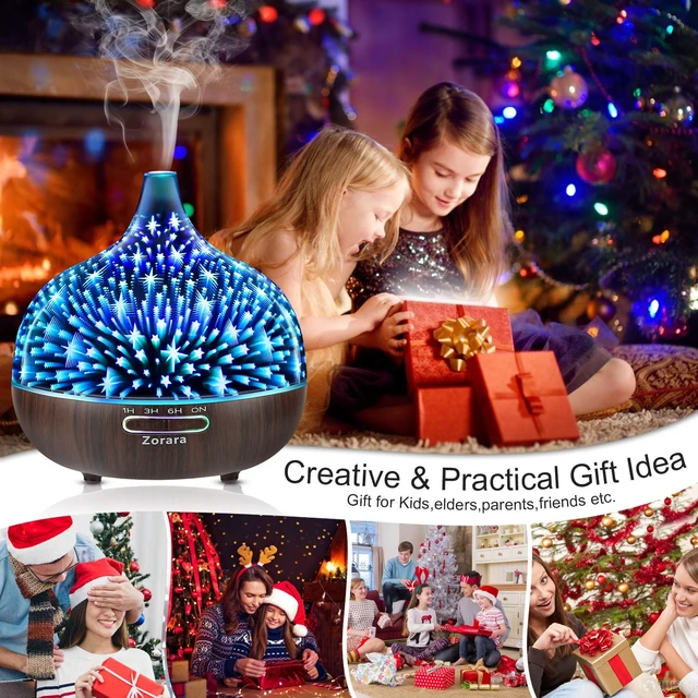 Alt view image 6 of 7 - Essential Oil Diffuser 550ml Cool Mist Humidifier 3D Glass Ultrasonic Aromatherapy Humidifier with 7 Color Changing Led Lights, Waterless Auto Shut-Off, Adjustable Timer, Remote Control, Star