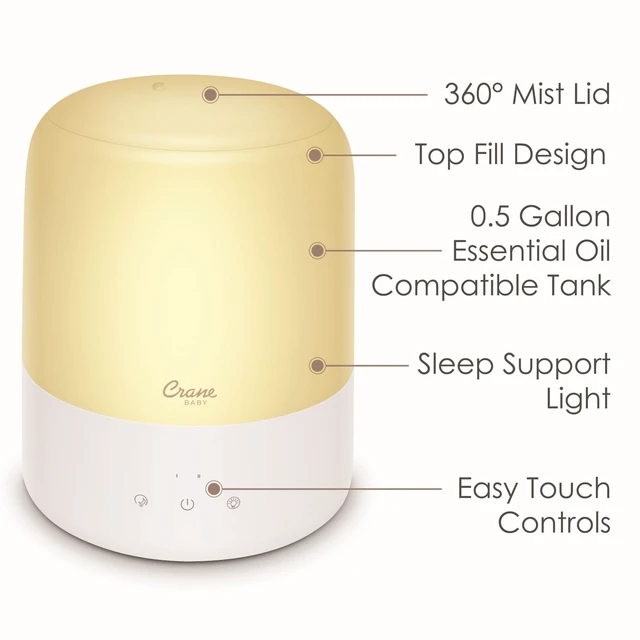 Alt view image 3 of 7 - 3-In-1 Baby Humidifier Aroma Diffuser with Adjustable Nightlight, Auto-Shutoff, Humidifier for Baby Nursery, Baby Diffuser for Nursery