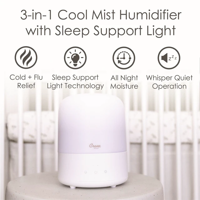 Alt view image 4 of 7 - 3-In-1 Baby Humidifier Aroma Diffuser with Adjustable Nightlight, Auto-Shutoff, Humidifier for Baby Nursery, Baby Diffuser for Nursery